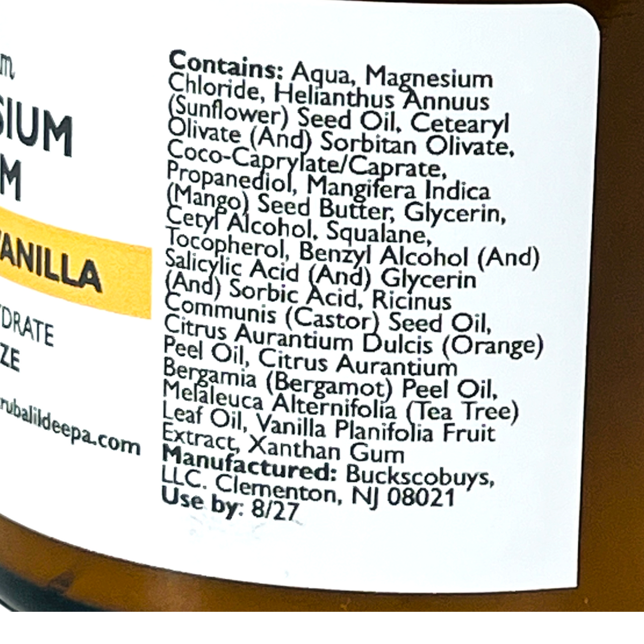 Magnesium Cream - Bergamot Vanilla – Scrub a lil Deepa