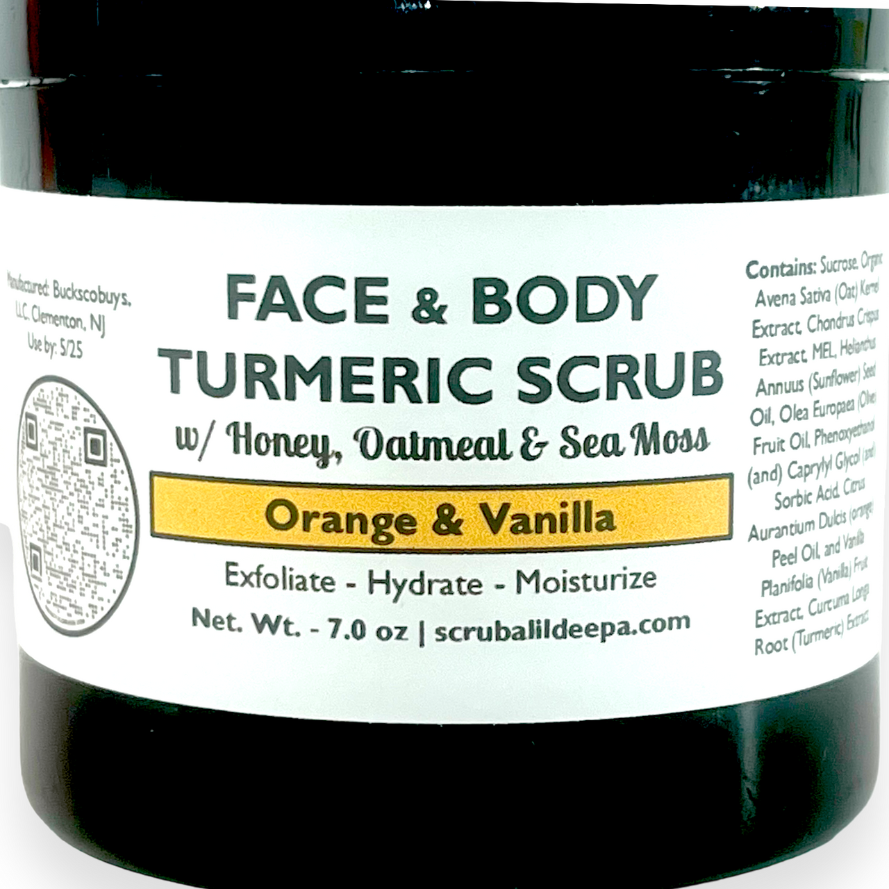 Honey, Oatmeal & Sea Moss Face and Body Scrub with Turmeric