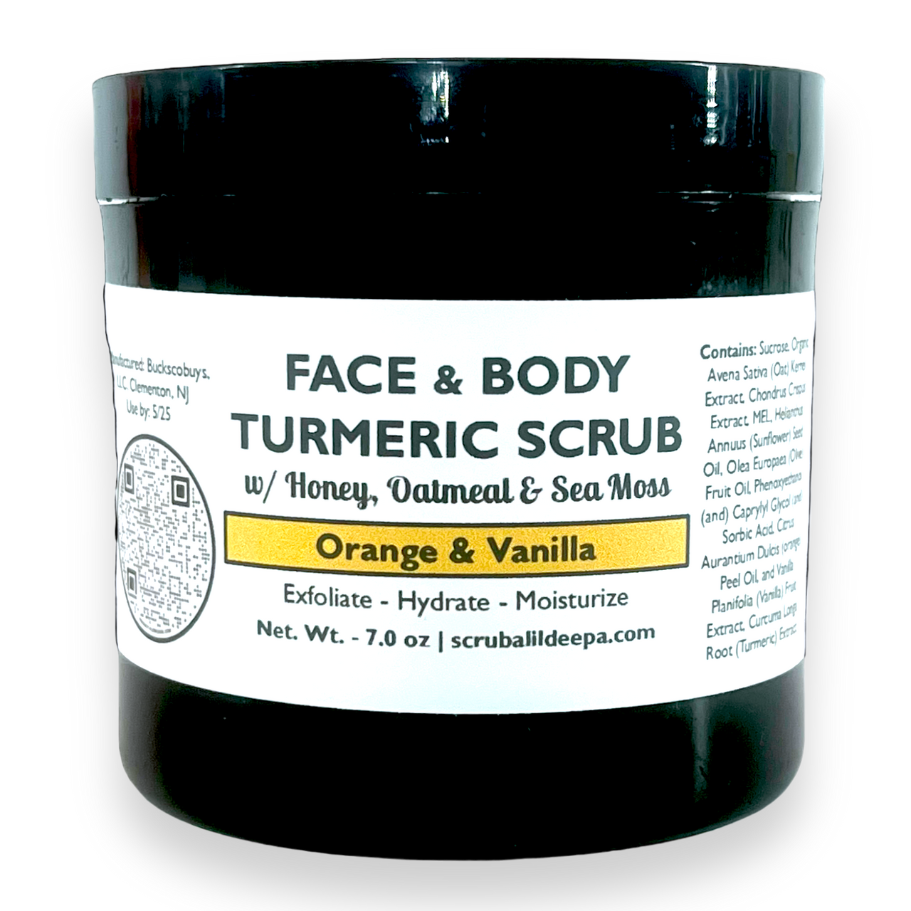 Honey Oatmeal Gentle Facial and Body Scrub with Turmeric - Orange & Vanilla