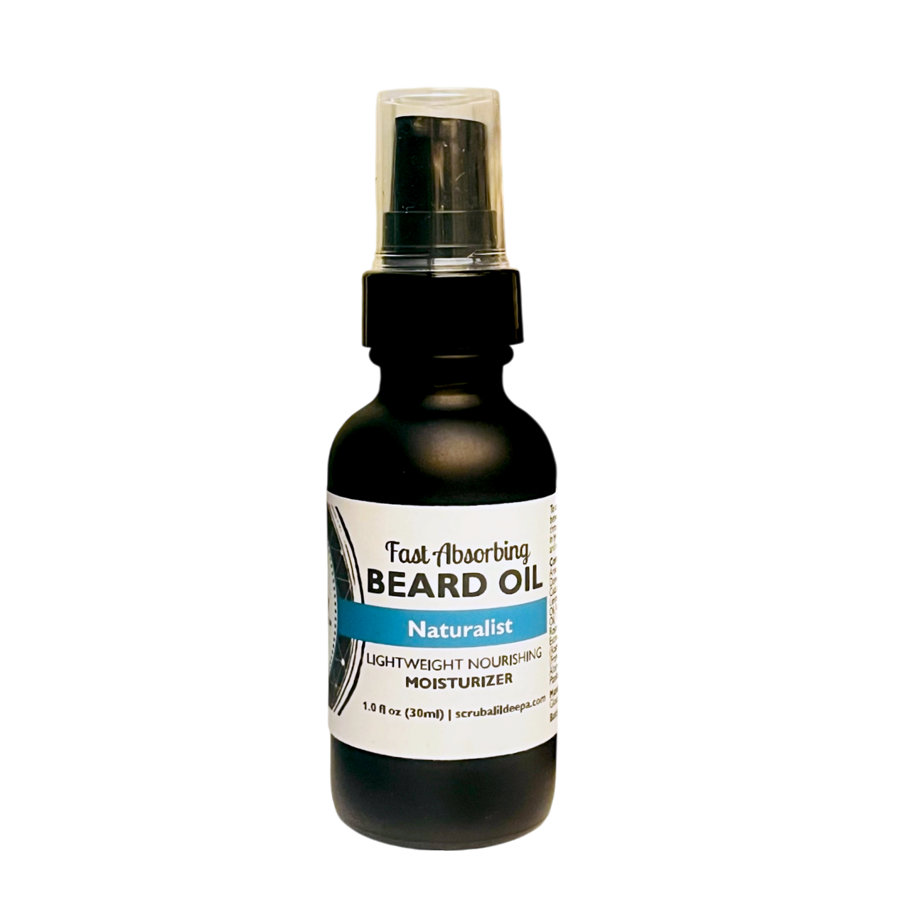 Naturalist Beard Oil, 1 fl oz (30 ml), black pump bottle